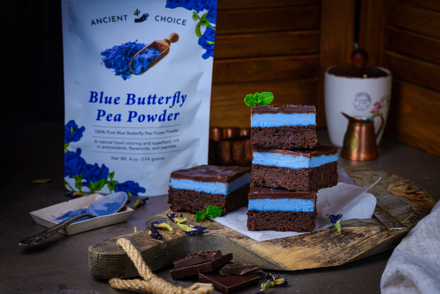 Blue Matcha Mint Brownies