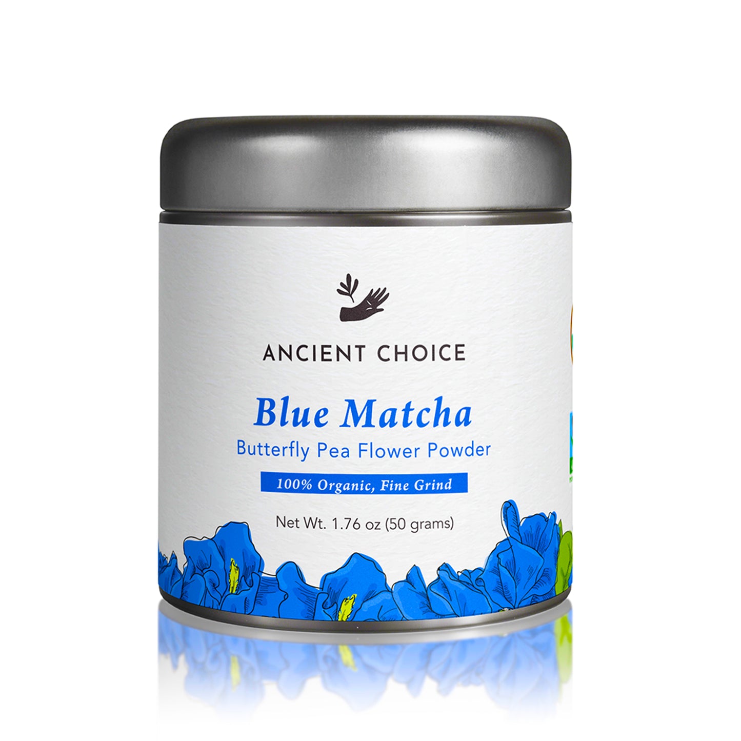 Ancient Choice Blue Matcha Tin Canister, Fine Grind, 50 grams